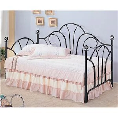 Twin Metal High Back Daybed with Filligree Knobs